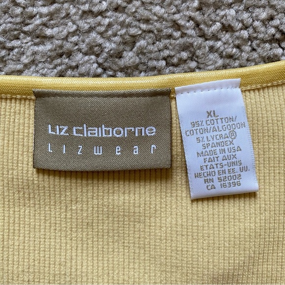 NWT ~ VTG ~ 1990s ~ Liz Claiborne ~ Pastel Yellow Ribbed Shirt ~ Size XL - Picture 4 of 4